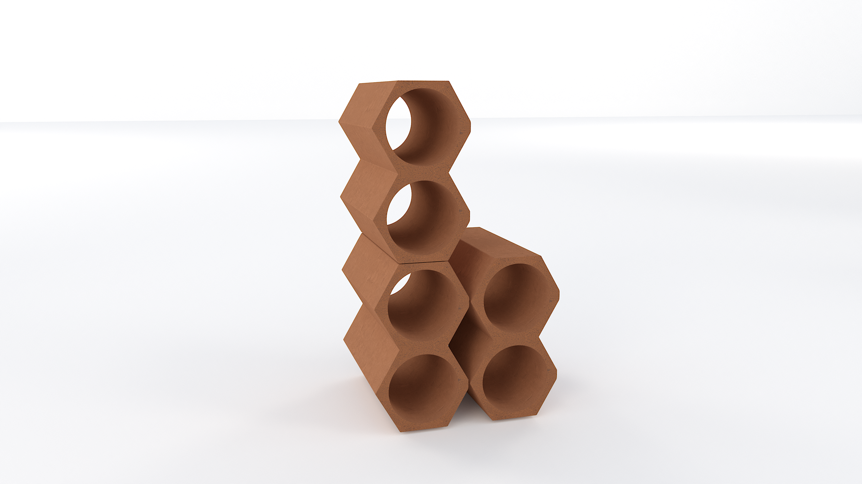 Close-up of terracotta wine rack product