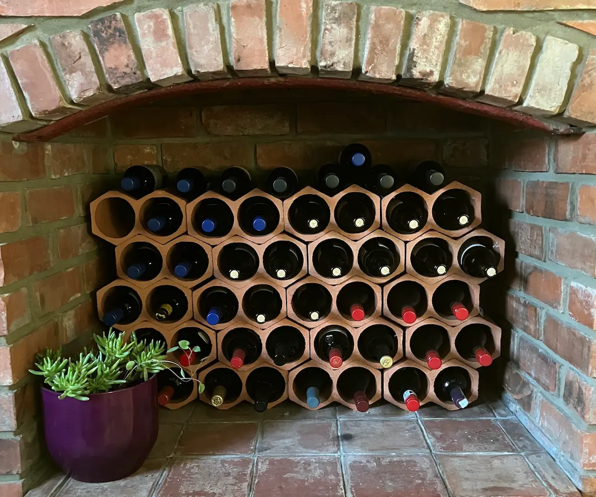 Fireplace arch with brick surround and succulent plant