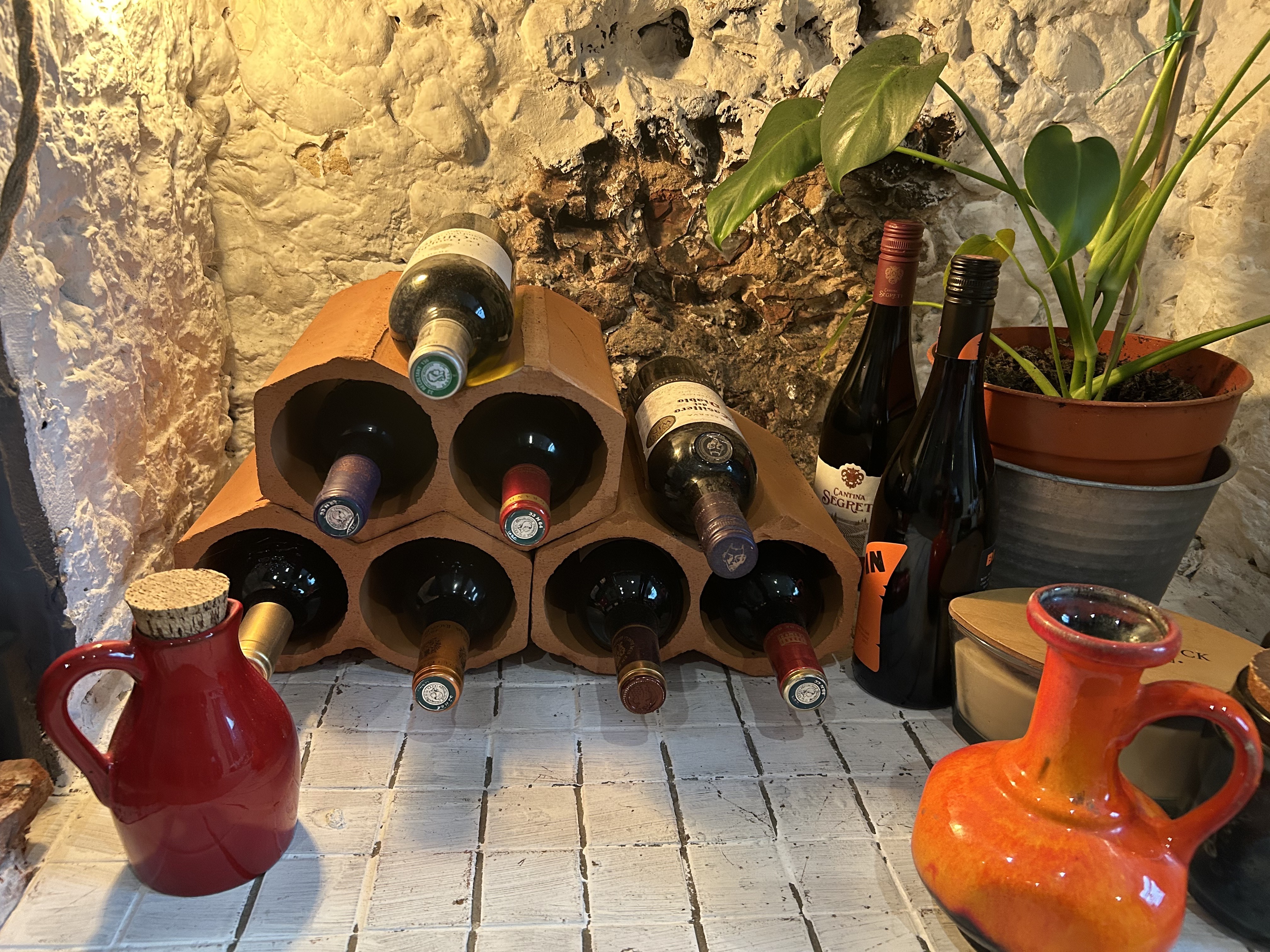 Ancient stone niche with wine racks